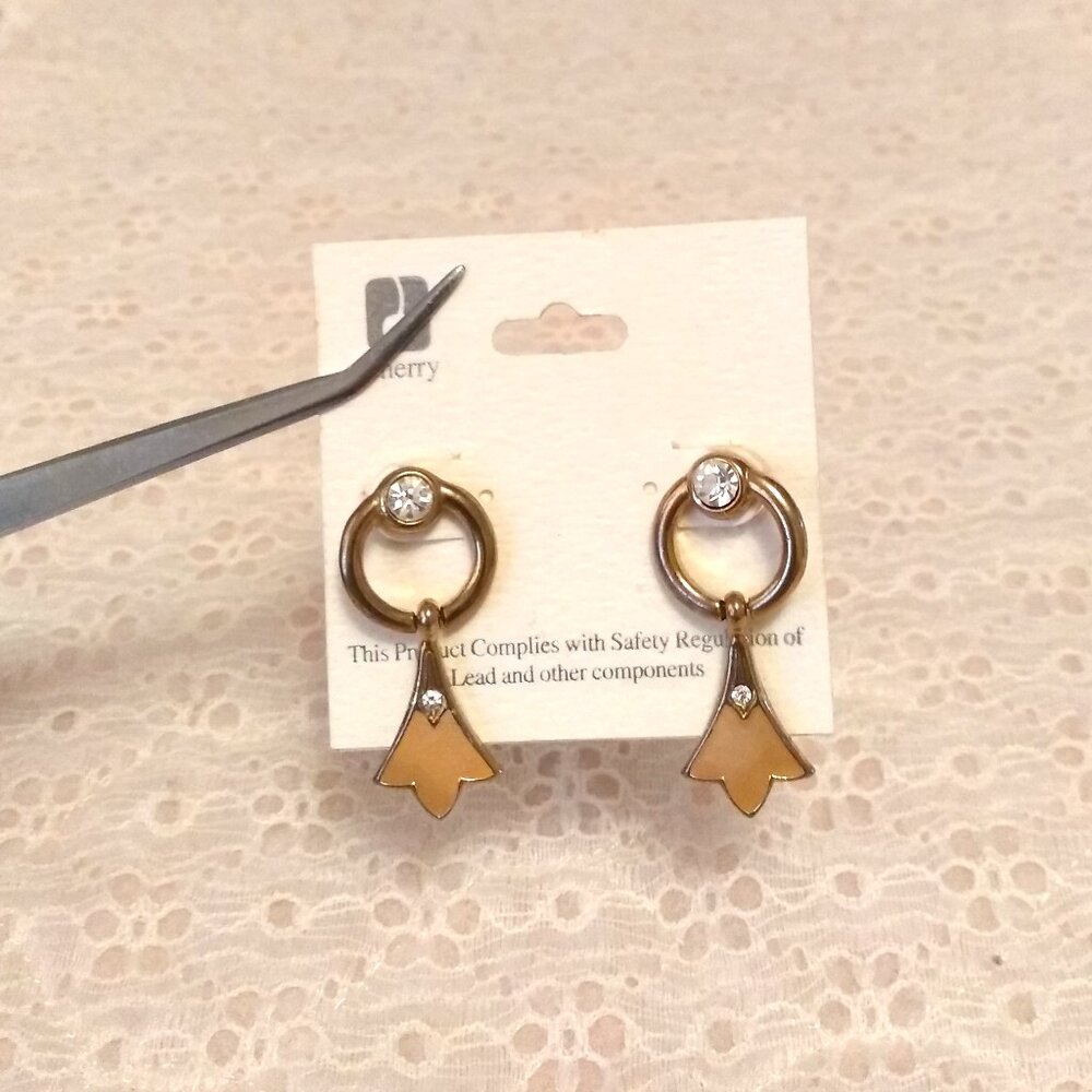 Vintage Clear Crystal Gold Tone Dangle Drop Earrings Timeless VTG Jewelry